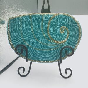 Aqua/Silver Shell Clutch